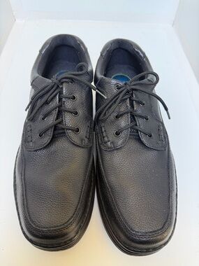 Nunn Bush Black Pebbled Leather Lace-Up Derbys, Size 14 Medium